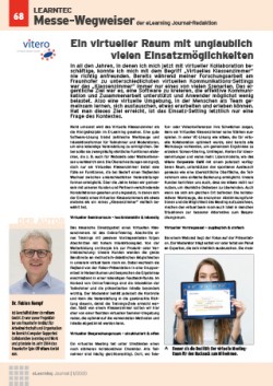 Artikel vom eLearning Journal mit dem Videokonferenzanbieter vitero zum Thema virtueller Raum mit unglaublich vielen Einsatzmöglichkeiten