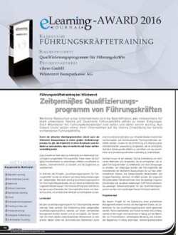 vitero Webinar Software mit Wüstenrot Artikel zum eLearning Award 2016 für das zeitgemäße Qualifizierungsprogramm für Führungskräfte