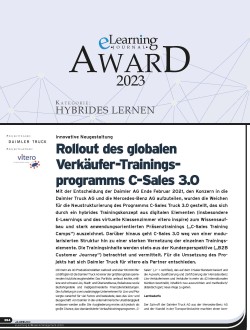 Daimler Truck & vitero erhalten Award in der Kategorie Hybrides Lernen